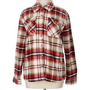 Red Plaid Plush Fleece Jacket